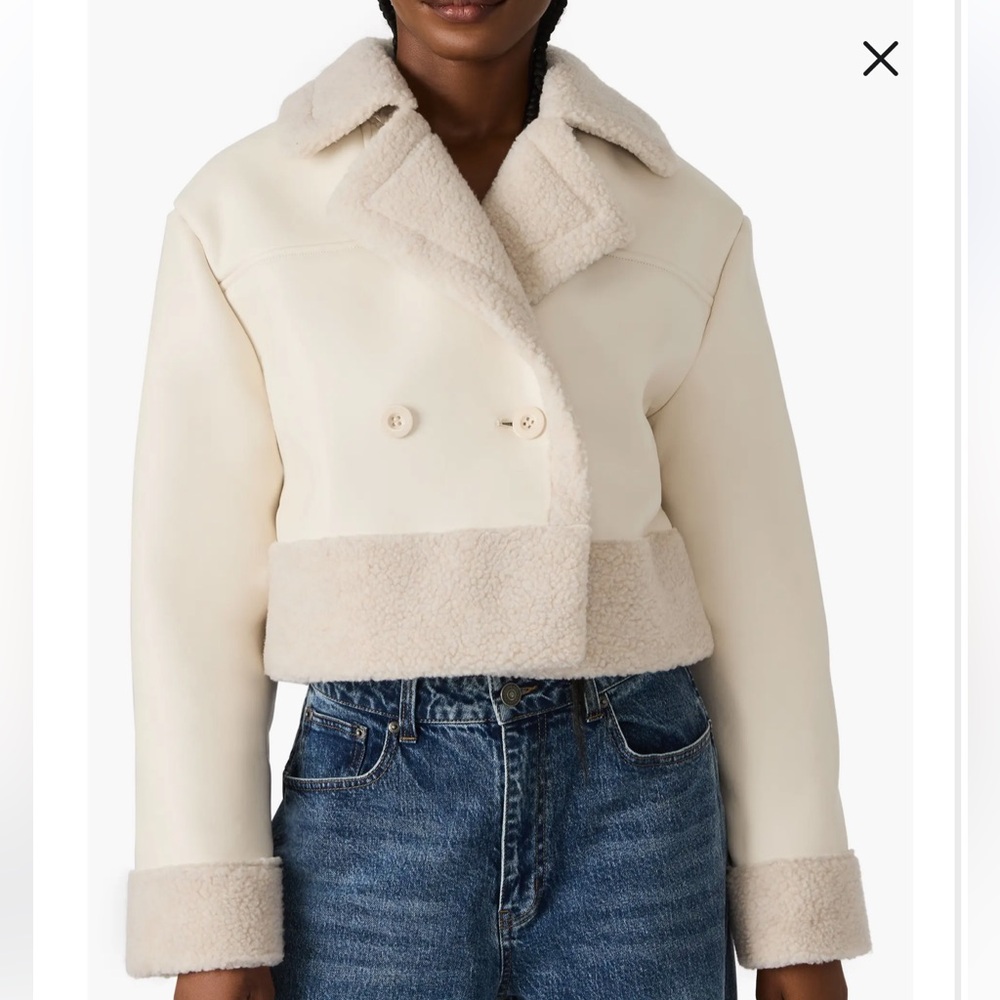 NWT Steve Madden Athen Leather and Teddy Jacket with Sherpa Trim